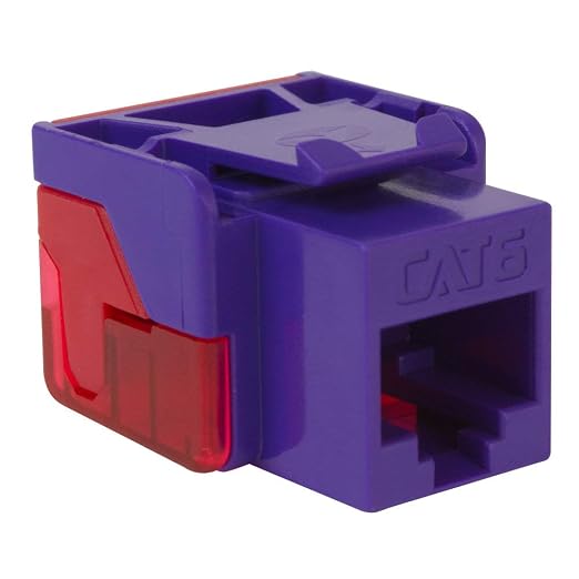 ICC CAT6 Keystone Jack with Inline IDC No Pair Split Wiring (Easier Termination) UL Listed PoE++ TAA Compliant for Wall Plate or Patch Panel, Works with JackEasy Termination Tool, Purple