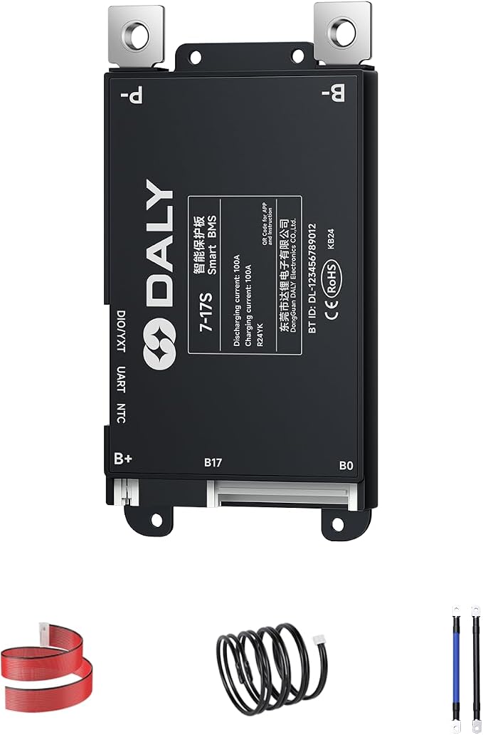 DALY BMS 100A 7S-17S 24V-60V - Smart Built-in Bluetooth Monitoring Lithium Battery Protection LiFePO4 Li-ion LTO for E-Bikes Scooters