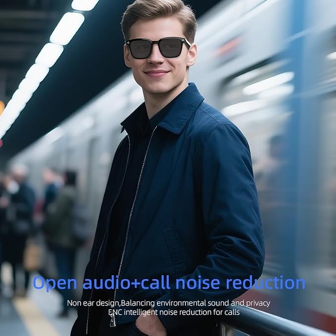 AI smart Camera Glasses: HD 1080P Video Recording and Photo Taking, Translation, Assistant Conversation, Suitable for Outdoor and Indoor, Cycling, Hiking Travel (Black Sunglasses)