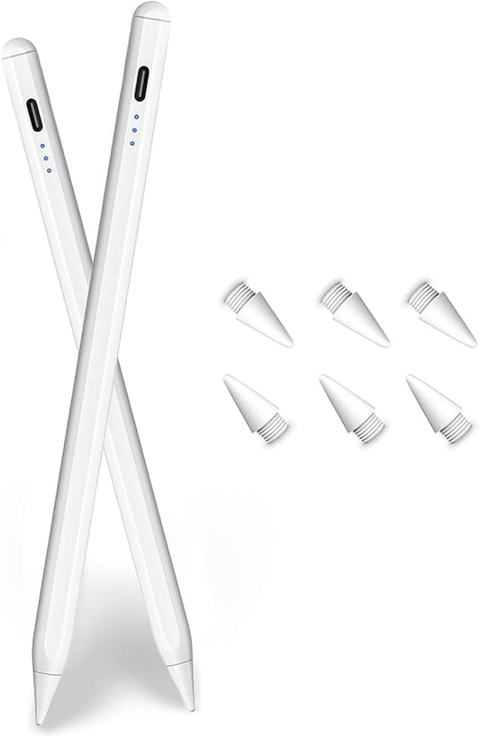 Stylus Pencil for Apple iPad A16/11th(2018-2026),2Pack Active iPad Pen Fast Charging Palm Rejection&Tilt Sensitivity for iPad 11/10/9/8/7/6,iPad Pro M5/4 13"/12.9″/11″,iPad Air M4/M3/M2/5/4/3,Mini 7/6