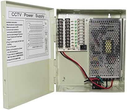 9 Outputs 12 Amp 12V DC CCTV Distribution Power Supply Box for Security Camera, UL Listed