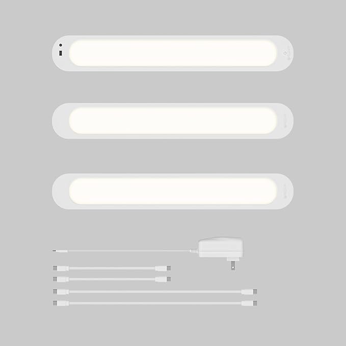 artika RGB LED Under Cabinet Lighting Kit, 3 Ultra-Thin Panels with Motion Sensor, Remote Control, Adjustable Brightness & Color Temperature, Plug-in Cabinet Lights for Kitchen, Closet & Wardrobe