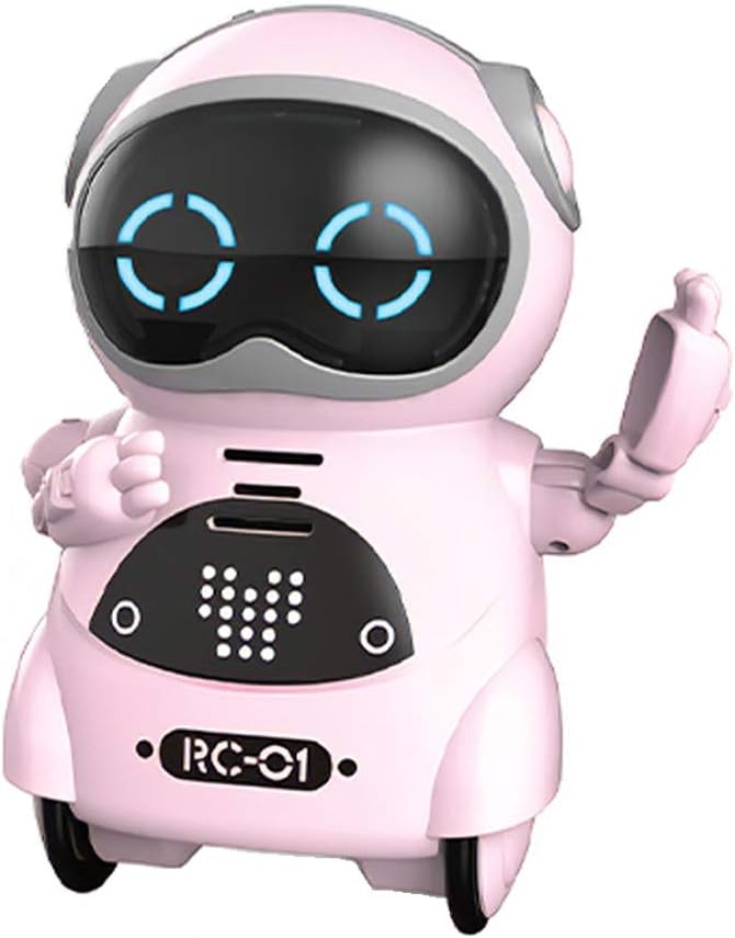 GoolRC Mini Pocket Robot, with Interactive Dialogue Conversation, Voice Recognition, Singing and Dancing, Electric Small Robot Gift (Pink)