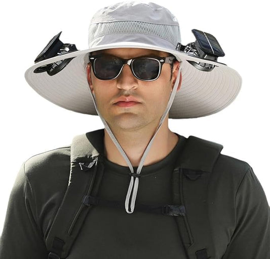 Hat with Fans Solar Power for 2026 Soccer Events, Solar Powered Fan Hat, Outdoor Cooling Sun Hat Men Women