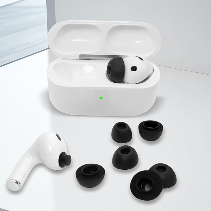 Replacement Ear Tips for AirPods Pro 3 (2025), Soft Memory Foam Eartips for AirPods Pro 3rd Generation, No Silicone Pressure, Anti-Slip Design, Fits Charging Case, 3 Pairs (S/M/L, Black)