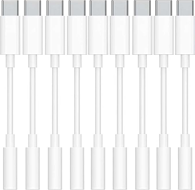 10 Pack Usbc to 3.5mm Jack Audio Adapter,The Headphone Adapter to USB C Compatible with iPhone 17/16/15 Series,Samsung Galaxy S25,S24,S23 Ultra,Note 20,iPad Pro,MacBook,Pixel XL and More