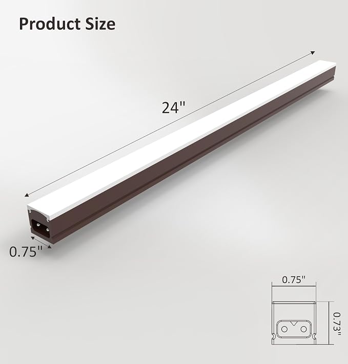 Leetdud Under Cabinet Lighting Plug in, 24 Inch 1 Pc, Linkable AC120V 3CCT 3000K/4000K/5000K Ultra Slim, LED Under Cabinet Lights for Counter Light, Kitchen, Shelf, Sink, Workshop, Desk, Bronze