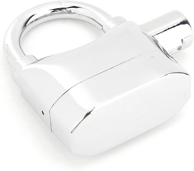 Sonew Alarm Lock, Universal Security Anti-Theft Padlock 110db Siren Alarm Lock Aluminum Alloy Keyed Padlock for Motorcycle Door Window (Aluminum Alloy Silver)