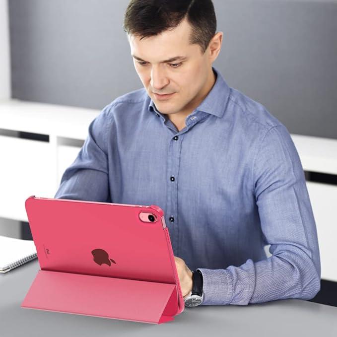 MoKo for iPad (A16) 11th Generation Case 11 Inch 2025, iPad 10th Generation Case 10.9 Inch 2022, Slim Stand Hard PC Translucent Back Shell Smart Cover, Support Touch ID, Auto Wake/Sleep,Watermelon Red