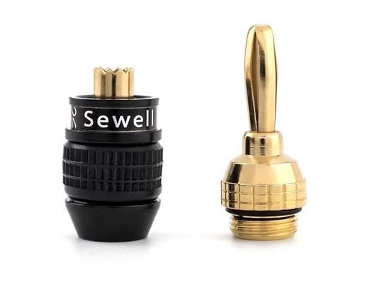 Deadbolt Banana Plugs 6-Pairs by Sewell, Gold Plated Speaker Plugs, Quick Connect, SW-29863-6