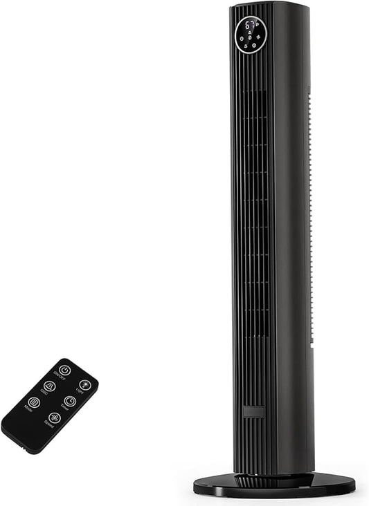 Antarctic Star Tower Fan Portable Floor Fans 85°Oscillating Fan Quiet Cooling 12H Timer Remote Control Standing Bladeless Electric 3 Wind Speeds 4 Modes Bedroom Office,36 inch, Grey