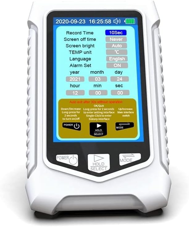Portable O3 Meter Ozone Detector 3.5 Inch TFT Multifunction Air Quality Monitor for Air Quality Temperature Humidity Detection, Handheld Ozone Meter Tester for Home Office Use