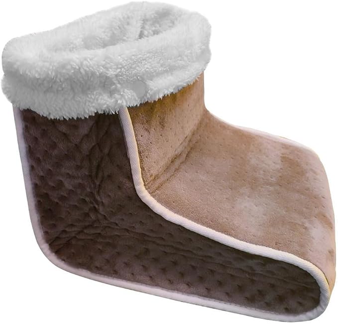 TopHomer Electric Foot Warmer, Quick Heating Pad for Feet, 6-Level Heated and 4 Timing Settings Slippers for Men Women, Soft Heated Boots, Feet Warmer for Home, Brown BS 240V