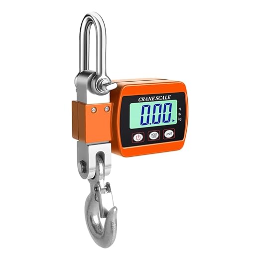 300KG/500KG Digital Crane Scale Portable Hanging Heavy Duty LCD Backlight Industrial Hook Scales Unit Change(White,500KG)