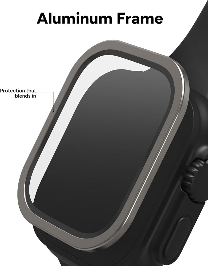 ZAGG XTR4 Glass Screen Protector for Apple Watch Ultra 3/2/ 1, Watch Size: 49mm - Fortified with Graphene, Blue Light Filter, Aluminum Frame, Titanium