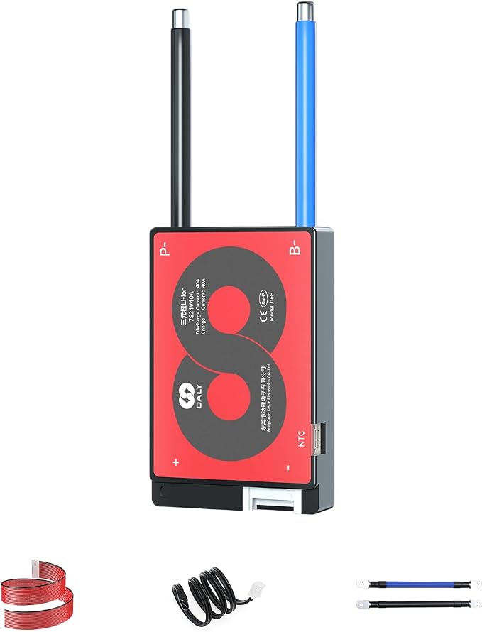 DALY 4S-16S BMS 15A to 200A Protection Board with Balance Wire and Temperature Sensor for Lithium Battery Pack（Li-ion 7S 24V,40A）