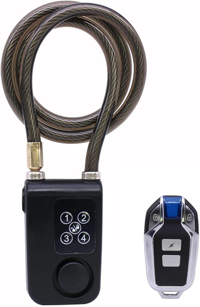 Mengshen Bike Lock with Remote Control Anti-Theft Vibration Alarm IP55 | Anti-theft Vibration Alarm, 31 Inch Cable Length, IP55 Waterproof