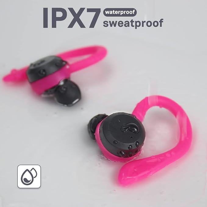 APEKX Bluetooth Headphones True Wireless Earbuds with Charging Case IPX7 Waterproof Stereo Sound Earphones Built-in Mic in-Ear Headsets Deep Bass for Sport Running Gym Workout Exercise Red