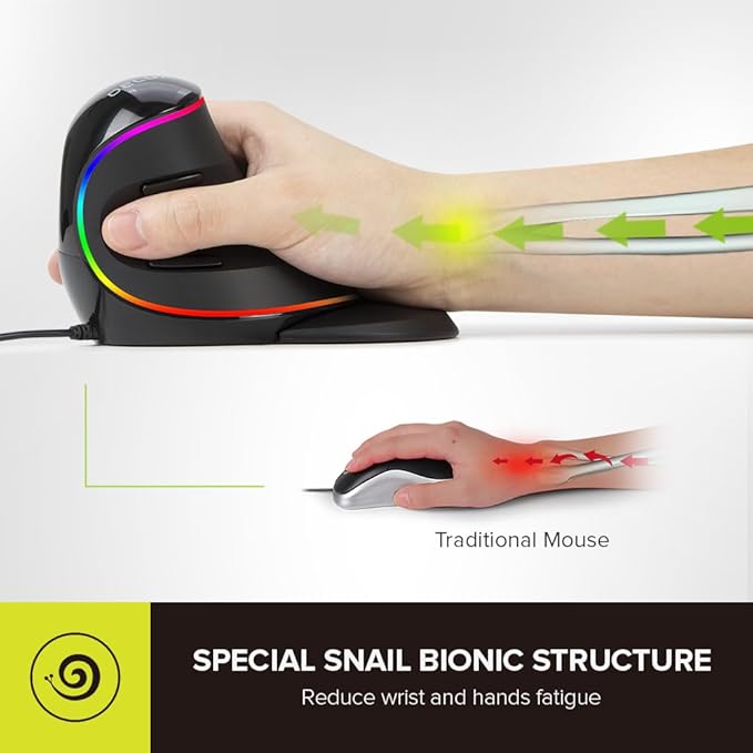 DELUX Wired Ergonomic Mouse and Mechanical Gaming Keyboard Combo, M618PLUS RGB Ergonomic Vertical Mouse, KM87PRO Wireless Mechanical Keyboard (M618PLUS RGB-KM87PRO)