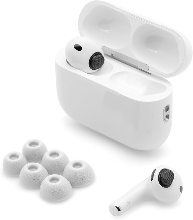 ADV. Eartune Fidelity UF-A3 | Replacement Memory-Foam Tips for AirPods Pro 3 | Secure Fit, All-Day Comfort, Superior Noise Isolation, Rich Bass, Built-in Wax Guard | Grey [Large] [3-Pairs]