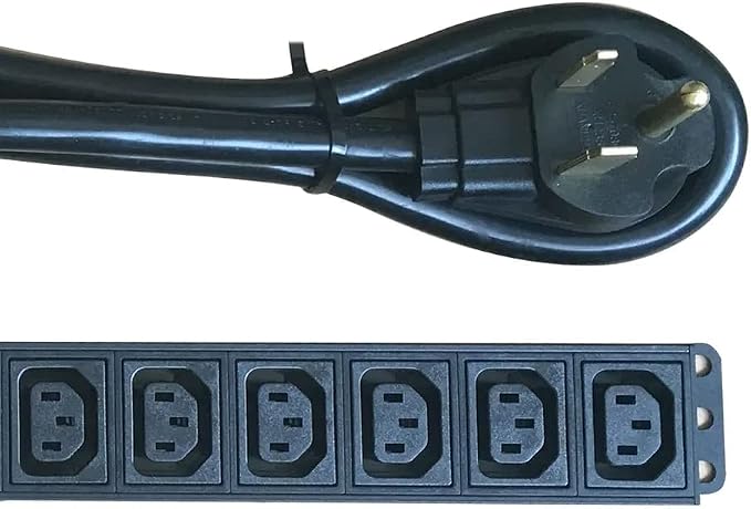 L6-50P 50 Ampere Rack Mounted PDU Power Socket with 8-Position C13 Socket Output Circuit Breaker Protection, Aluminum Alloy Shell 6-Foot 8AWG Cable (C13-08-S)