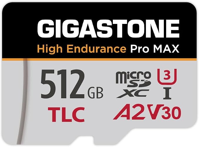 [5-Yrs Free Data Recovery] GIGASTONE 512GB Micro SD Card, TLC High Endurance Pro MAX, Speed Up to 180/150 MB/s, Compatible with REDTIGER Rove VIOFO VANTRUE PRUVEEO Dash Cam, MicroSDXC UHS-I A2 V30 U3