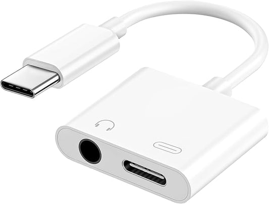 USB C to 3.5mm Headphone and Charger Adapter, Type C to Aux Jack Dongle Cable Cord with PD Fast Charging for iPhone 15/16/17 Pro/Max/Plus, iPad, Samsung Galaxy S23/S24 Ultra, Note 20(1 Pack)