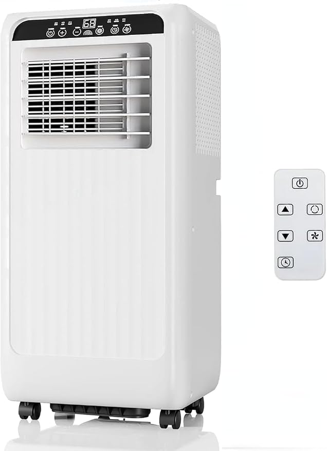 8000 BTU Portable Air Conditioners - 3 in-1 AC Unit for 350 Sq.Ft Rooms with Dehumidifier, Timer, Remote & LED Display