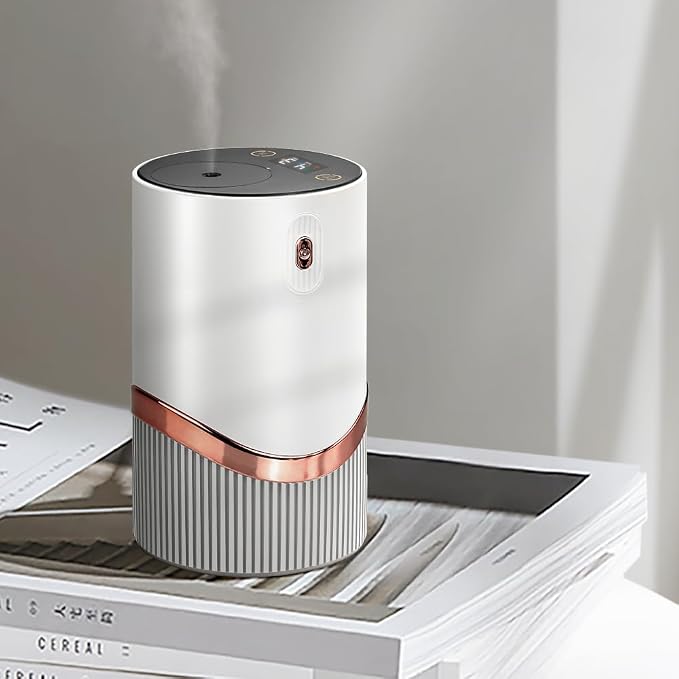 Waterless Essential Oil Diffuser - Aroma Diffuser with Indicator, Portable Smart Scent Air Machine 1/2/3 & Continuous Mist, Anti-TIPP, Timer Setting and Auto-Off Function (White