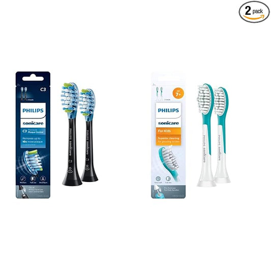 Philips Sonicare Genuine Replacement Toothbrush Heads Bundle with Premium Plaque Control and for Kids Heads