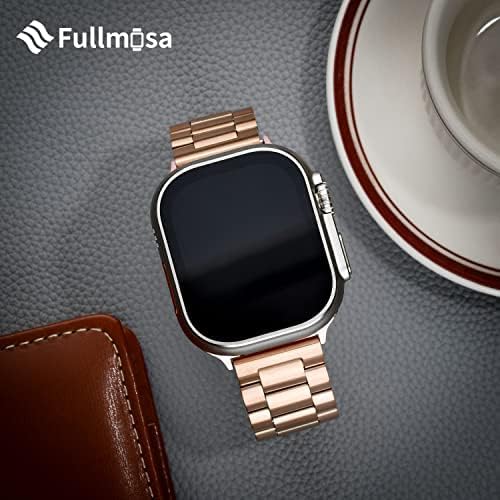 Fullmosa Metal Band Compatible with Apple Watch Bands 41mm 40mm 38mm, iWatch Band with Case for Apple Watch Series 9 8 7 6 5 4 3 2 1 SE3/2/1, Rose Gold