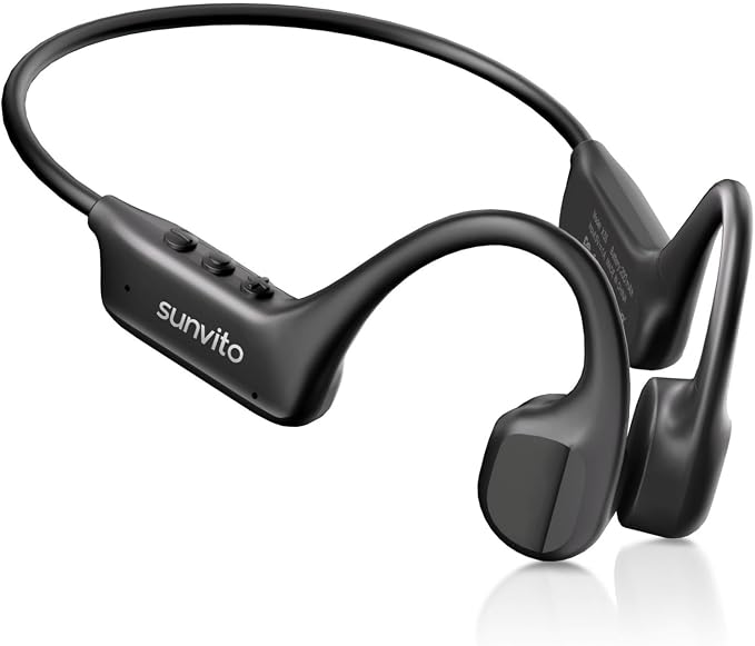 Bone Conduction Headphones, Open Ear Bluetooth 6.1 Sports Headset with Mic, IPX7 Waterproof Running Headphones with 10H Playtime, Lightweight Comfortable Earphones for Workout, Gym, Black