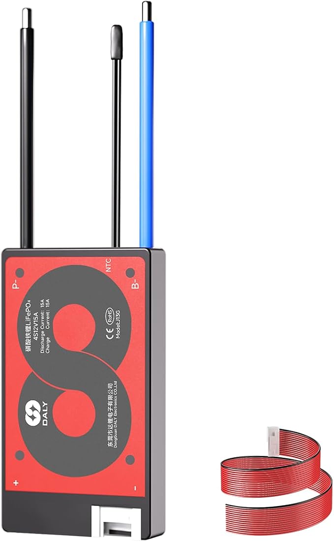 DALY 4S-16S BMS 15A to 200A Protection Board with Balance Wire and Temperature Sensor for Lithium Battery Pack（LifePO4 4S 12V,15A）