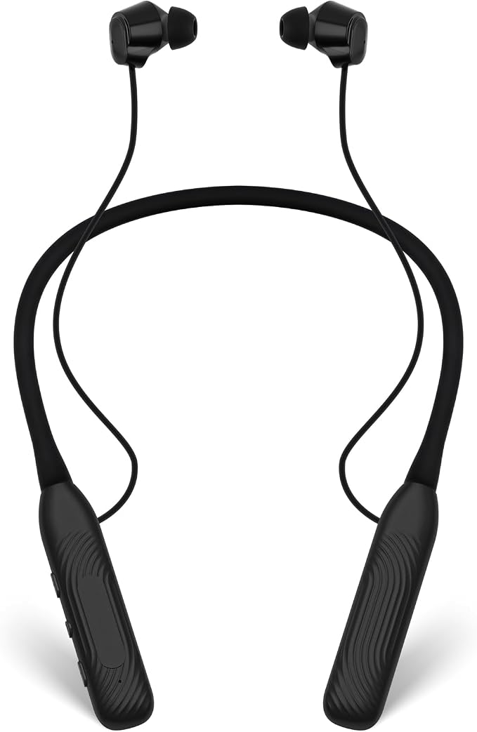 （1-Year Quality Support)Around the Neckband Bluetooth Headphones, 1000H Extra Long Battery Life with Magnetic Earphones,Wireless Earbuds with Mic,Waterproof In-Ear Headset for Sports/Gym (Black)