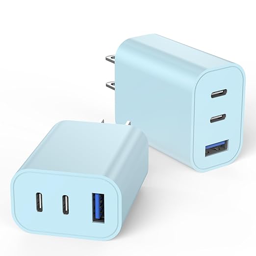 [2-Pack]iPhone 17 Charger Block,35W 3-Port Fast USB C Charger Block Wall Plug Multiport USB C Wall Charge Block for iPhone 17/17 Air/ 17 Pro/17 Pro Max/16/15/14/13/12, iPad Pro/iPad Air,iPad mini,iPad