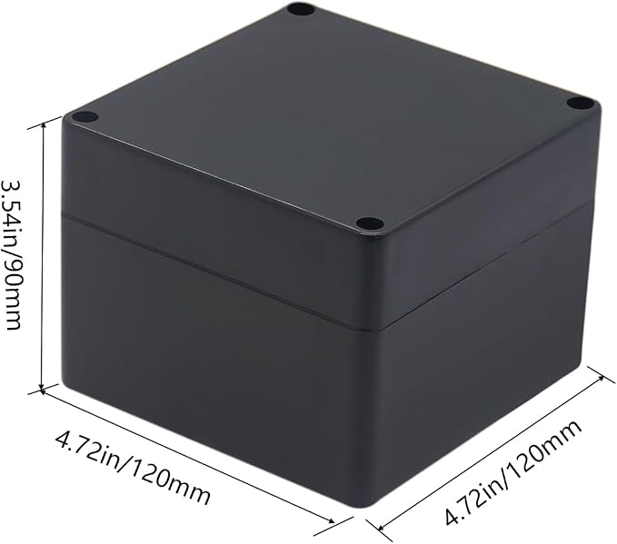 Project Box IP65 Waterproof Junction Box ABS Plastic Black Electrical Boxes DIY Electronic Project Case Power Enclosure 4.72x4.72x3.54 inch (120 x 120 x 90 mm)