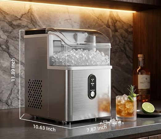 Antarctic Star Nugget Ice Maker, Portable Crushed Ice Machine with Soft Chewable Ice, 35Lbs/Day, Self-Cleaning, One-Click Operation for Home, Kitchen, Office, Bar