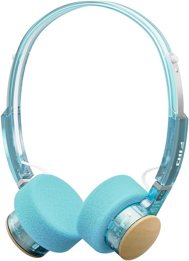 FiiO EH11 Retro On-Ear Bluetooth Headphones, LDAC Hi-Res Wireless, Lightweight 92g, 30H Playtime, Dual Device Connection, App EQ & Gaming Mode, Built-in Mic, Cyan