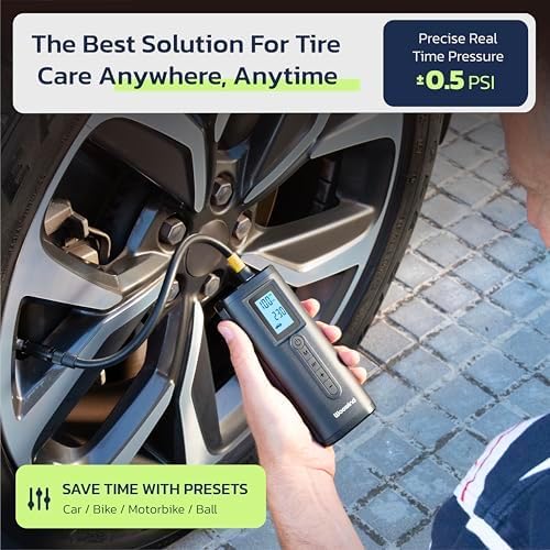 Woowind Tire Inflator & Power Bank 2 in 1 Portable Air Compressor, Electric Bike Pump with Digital Pressure Gauge, Air Pump for Car Tires, Bicycle, Motorcycle, Scooter, Balls (AP2-P)