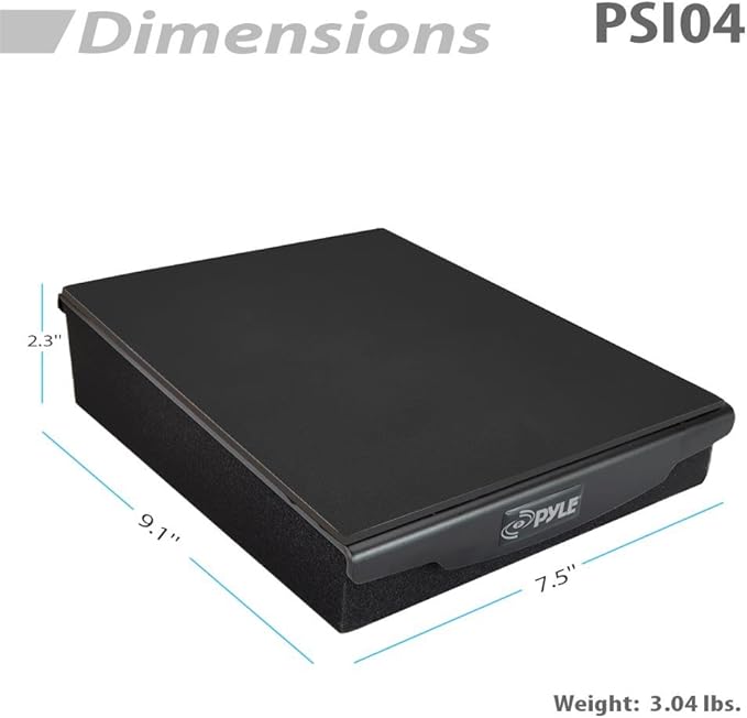 Pyle Speaker Isolation Pads - 7.5 x 9.1 x 2.3 inches - Acoustic Noise Isolation Platform - Foam Riser Recoil Stabilizer with Rubber Base for Studio Monitor, Subwoofer, Loudspeaker - PSIO4