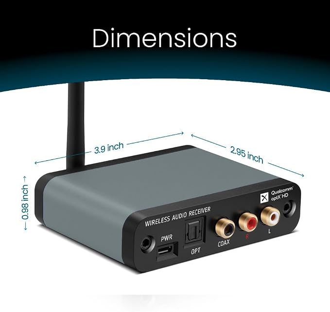 BLT-HD LDAC/aptX HD Bluetooth 5.4 Hi-Fi Receiver with TI DAC, Long-Range, RCA Stereo, Optical (Toslink) & Coaxial S/PDIF Outputs