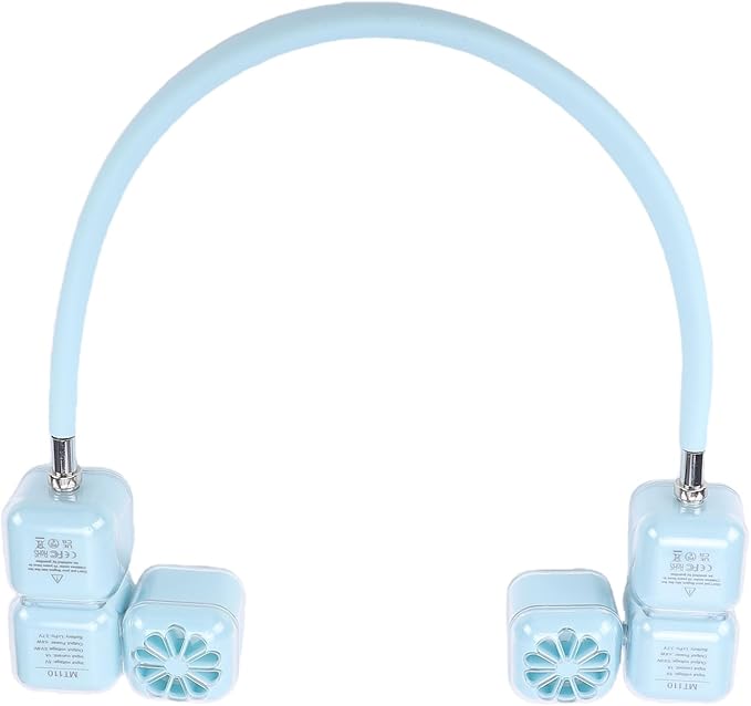 Estink Bladeless Neck Fan, Rechargeable Portable Neck Fan with 5 Speeds Dual 1800mAh Battery Quiet ABS Design for Summer Travel Office Home Outdoor Commuting (Sky Blue)