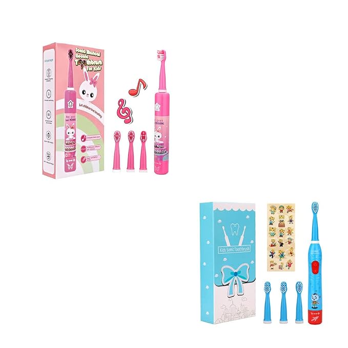 OJV 8620 Musical Electric Toothbrushes 8630 Kids Sonic Electric Toothbrushes (Pink+Bule)