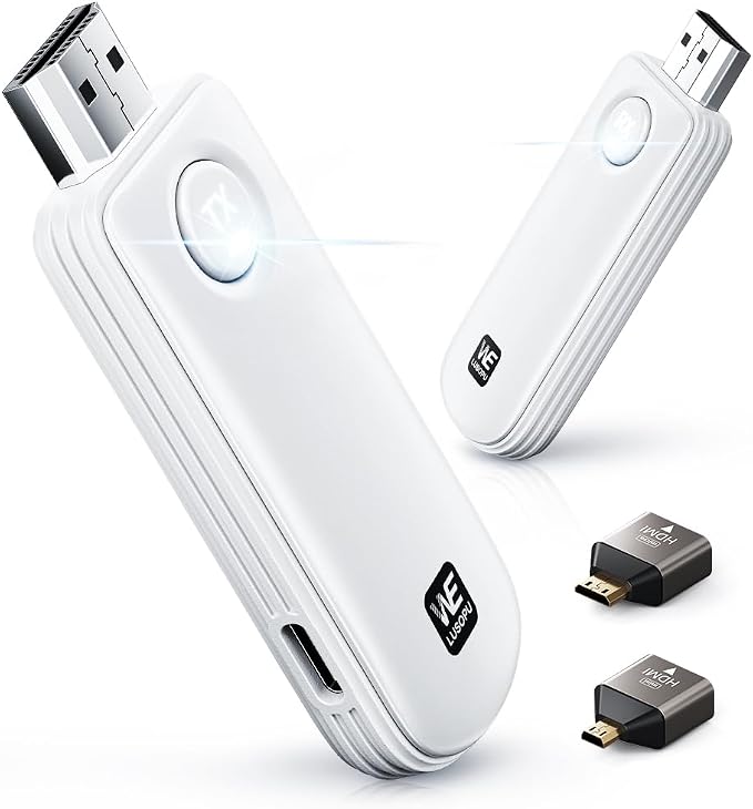 Wireless HDMI Transmitter and Receiver, HDMI Wireless 4K Decode 1080P Output, 2.4G/5.8G, 328FT/100M, Plug &Play for Laptop Camera TV Box to TV Monitor Projector for Home Church Office - White