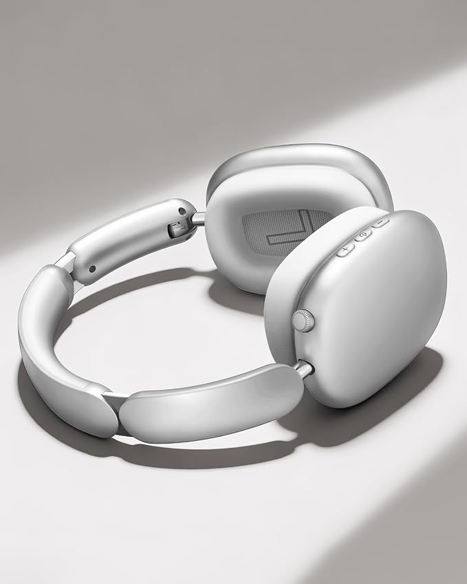 Wentronic Y02 Active Noise Cancelling Headphones, Wireless Over-Ear Bluetooth 5.4 Headphones with Microphone, 60H Playtime, Hi-Res Audio, Big Bass, Foldable Lightweight for Travel Home Office, Silver