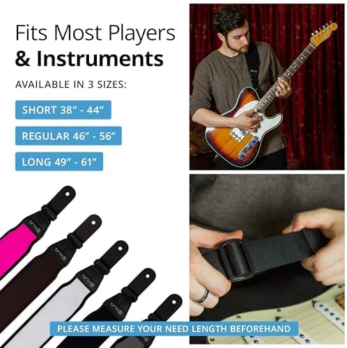 KLIQ AirCell Guitar Strap for Bass & Electric Guitar with 3" Wide Neoprene Pad and Adjustable Length