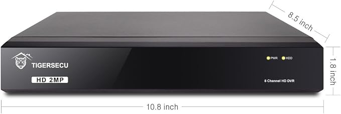TIGERSECU Super HD 1080P 8 Channel DVR Security Recorder Without Hard Drive, Hybrid 6-in-1 CCTV DVR Recorder Compatible with 2MP and 5MP TVI, AHD, CVI, Analog, RS485 PTZ and IP Cameras