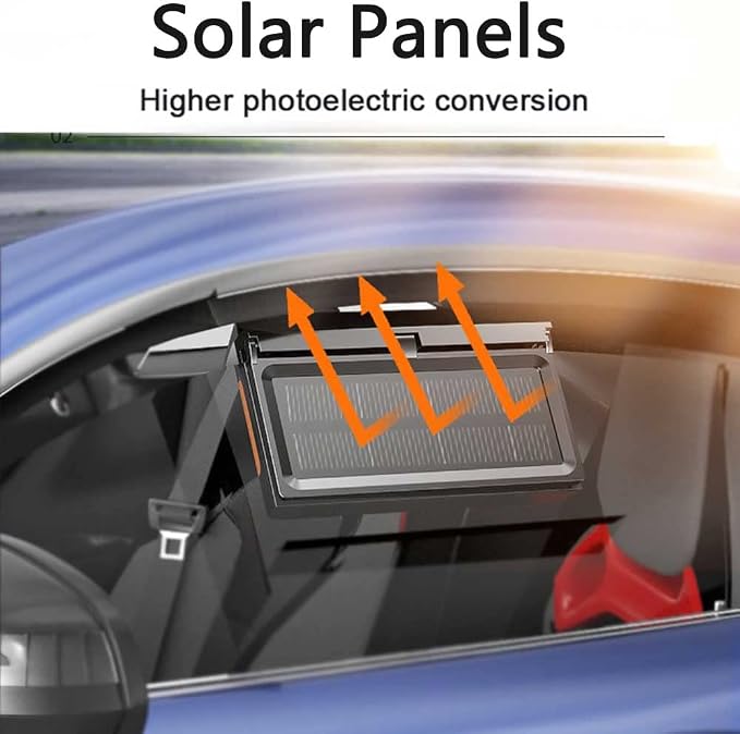 Solar Power Window Vent Fan Rechargeable Car Exhaust Fan, Car Air Purification Fan, Portable Auto Cooling Cooler Mini Summer Air Fan Solar Power Exhaust Fan - Black