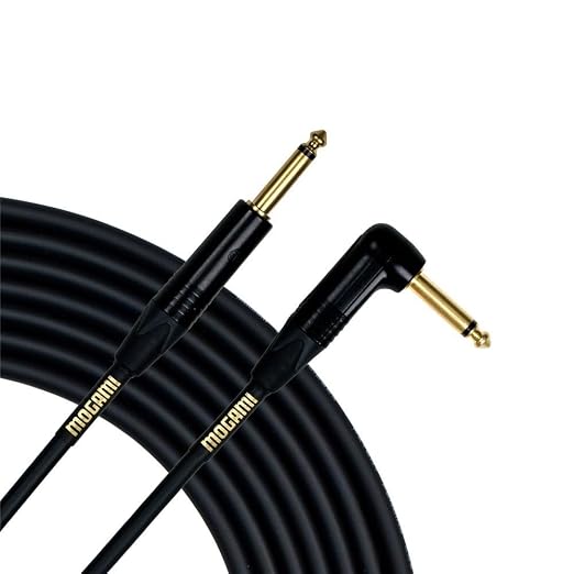 Mogami Gold Instrument Right Angle 06 Electric Guitar Instrument Cable 1/4 Inch TS to TS Electric Guitar Cable 6ft, Guitar Amp Cord, Right Angle Connectors, OFC Core, Anti-Noise Pro Audio Quality
