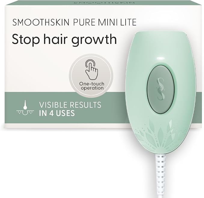 SmoothSkin Pure Mini Lite IPL Green Hair Removal Device – Compact At-Home Laser Hair Removal for Women, Safe for Face & Body, Permanent Hair Reduction, Gentle & Painless, Salon-Quality Results